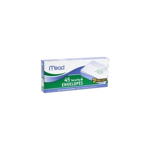 Mead Press-it Seal-it No. 10 Security Envelopes - Security - #10 - 4 1/8" Width x 9 1/2" Length - Peel & Seal - 45 / Box - White