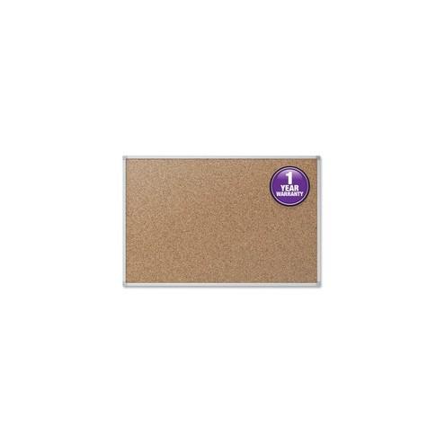Mead Classic Cork Bulletin Board - 36" Height x 48" Width - Natural Cork Surface - Self-healing - Silver Aluminum Frame - 1 Each