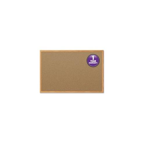 Mead Classic Cork Bulletin Board - 48" Height x 36" Width - Natural Cork Surface - Self-healing - Oak Aluminum Frame - 1 Each