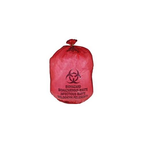 Medegen MHMS Red Biohazard Infectious Waste Bags - 25 gal - 31" Width x 41" Length x 1.10 mil (28 Micron) Thickness - Red - 50/Box - Office Waste