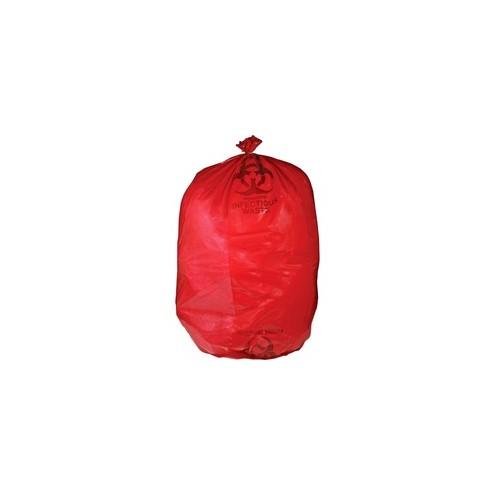 Medegen MHMS Red Biohazard Infectious Waste Bags - 33 gal - 31" Width x 43" Length x 1.50 mil (38 Micron) Thickness - Red - 50/Box - Office Waste