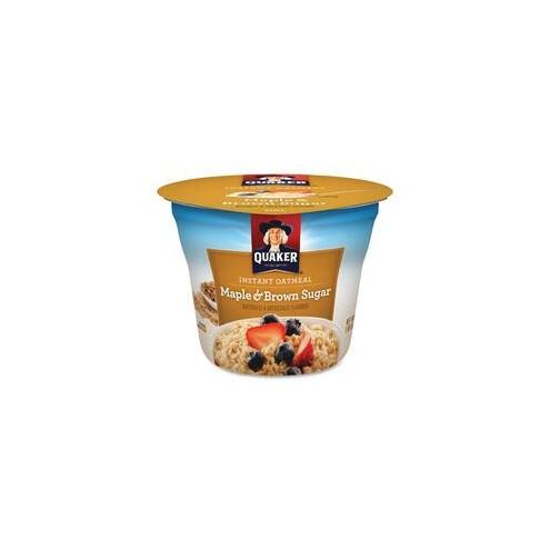 Quaker Oats Instant Oatmeal Cup - Microwavable - Brown Sugar - Cup - 1 Serving Cup - 1.90 oz - 24 / Carton