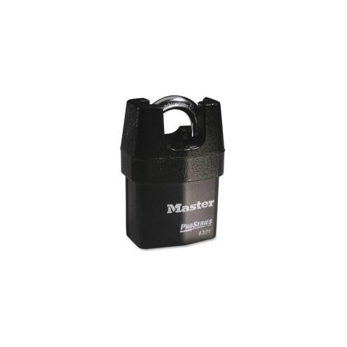 Master Lock Boron Shackle Pro Series Padlock - Keyed Different - 0.31" Shackle Diameter - Cut Resistant, Pry Resistant - Steel Body, Hardened Boron Alloy Shackle, Iron Shroud - Black - 1 Each