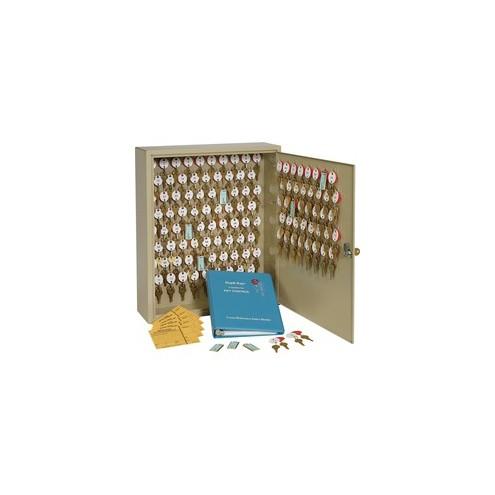 Steelmaster Two-Tag Cabinet - 120 Keys - 16.5" x 5" x 20.5" - Security Lock - Sand - Steel - Recycled