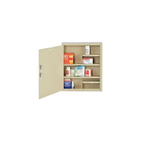 MMF Medical Security Cabinet - 14" x 3.1" x 17.1" - 4 x Shelf(ves) - Security Lock - Sand - Steel - Recycled