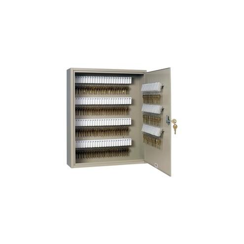 Steelmaster Key Cabinet - 160-Key Capacity - 16.5" x 4.9" x 20.1" - Security Lock - Sand - Steel - Recycled