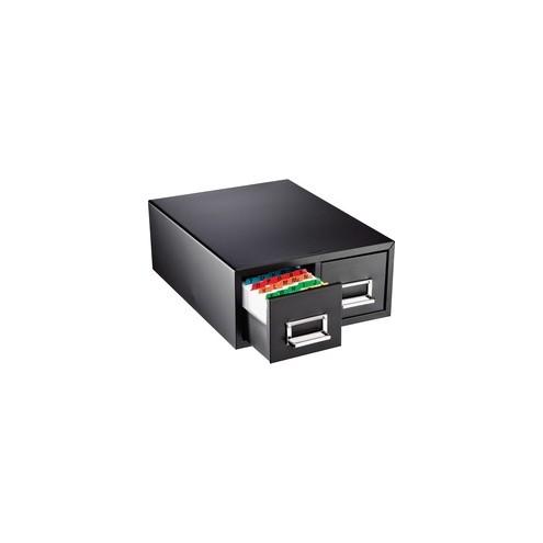 Steelmaster Card File Drawers - 14.4" x 16" x 6.2" - 2 x Drawer(s) - Stackable, Scratch Resistant, Security Lock, Chip Resistant, Recessed Handle - Black - Steel - Recycled