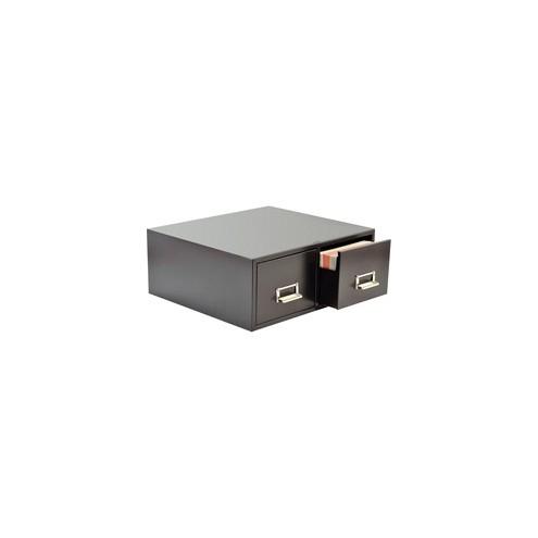 Steelmaster Card File Drawers - 18.4" x 16" x 7.5" - 2 x Drawer(s) - Stackable, Scratch Resistant, Chip Resistant, Security Lock, Recessed Handle - Black - Steel - Recycled
