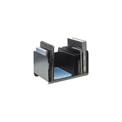 MMF Adjustable Dividers Book Rack - 6 Compartment(s) - 8.9" Height x 15" Width x 11" Depth - Desktop - Recycled - Black - Steel - 1Each