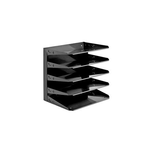 MMF Horizontal Desk File Trays - 5 Tier(s) - 12.1" Height x 12" Width x 8.8" Depth - Desktop - Recycled - Black - Steel - 1 / Each