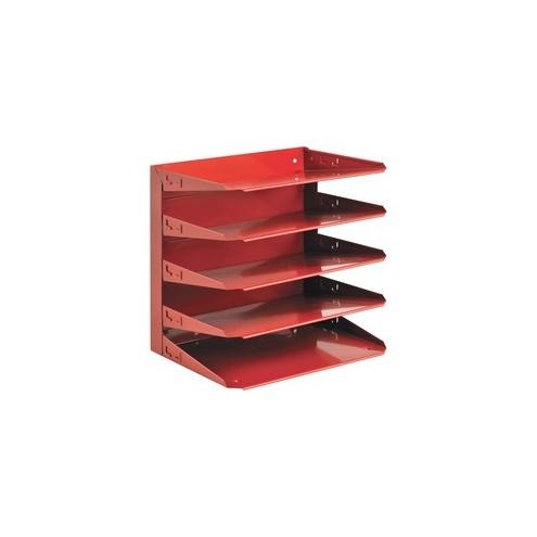 MMF Soho 5-tier Horizontal Organizer - 5 Tier(s) - 12.1" Height x 12" Width x 8.8" Depth - Desktop - Recycled - Red - Steel - 1Each