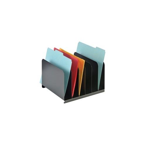 MMF Steel Vertical Organizers - 6 Compartment(s) - 2" - 8.1" Height x 12" Width x 11" Depth - Desktop - Recycled - Black - Steel - 1Each