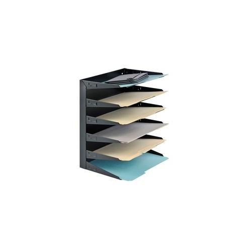 MMF Horizontal Desk File Trays - 6 Compartment(s) - 6 Tier(s) - 14.8" Height x 12" Width x 8.8" Depth - Desktop - Recycled - Black - Steel - 1Each