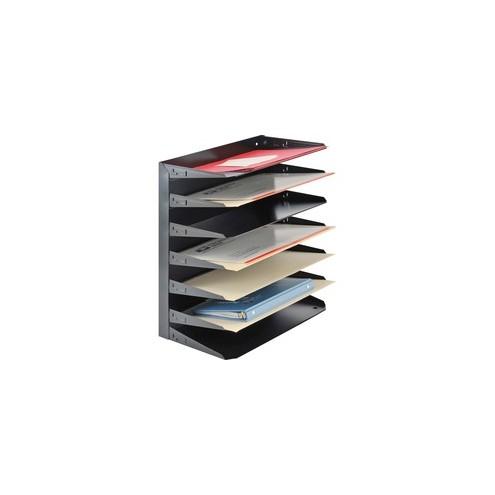 MMF Horizontal Desk File Trays - 7 Compartment(s) - 7 Tier(s) - 17.8" Height x 15" Width x 8.8" Depth - Desktop - Recycled - Black - Steel - 1 / Each