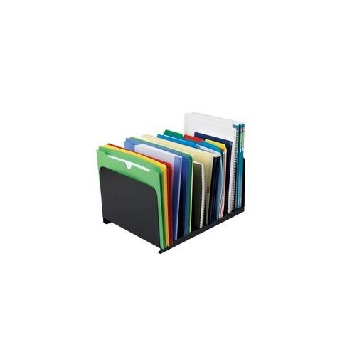 MMF 8-Compartment Vertical Organizer - 8 Compartment(s) - 2" - 8.1" Height x 15" Width x 11" Depth - Desktop - Recycled - Black - Steel - 1Each
