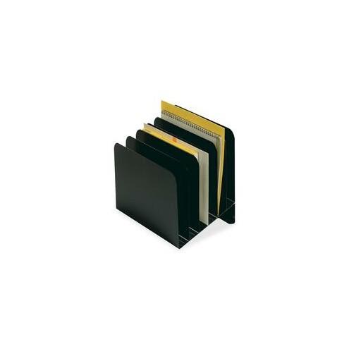 MMF Steel Slanted Vertical Organizers - 6 Compartment(s) - 10.1" Height x 11" Width x 7.8" Depth - Desktop - Recycled - Black - Steel - 1Each