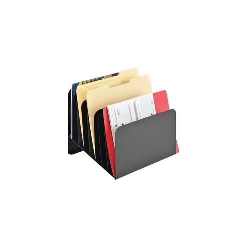 MMF Steel Slanted Vertical Organizers - 8 Compartment(s) - 10" Height x 11" Width x 10" Depth - Desktop - Recycled - Black - Steel - 1 / Each
