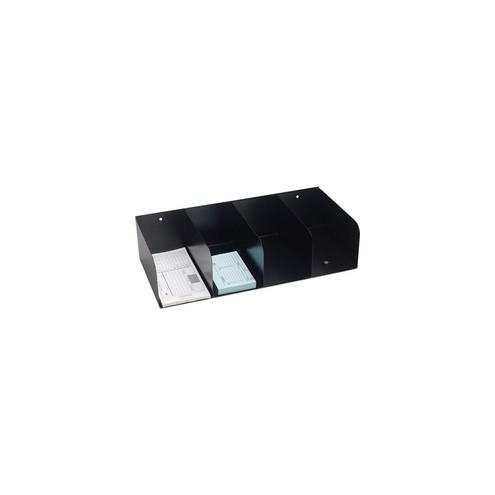 MMF Single-tier 2-Pocket Check Separator - 4 Pocket(s) - 1 Tier(s) - Compartment Size 4" x 4" x 8" - 4" Height x 16.3" Width x 8" Depth - Desktop, Counter - Recycled - Black - Steel - 1Each