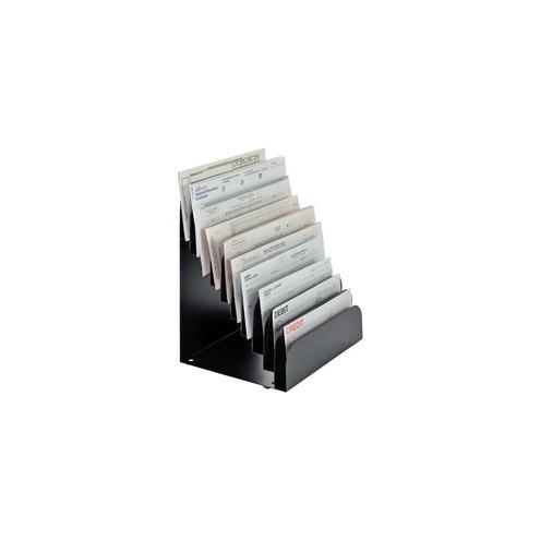 MMF Steel Cashier Pad Rack - 10 Pocket(s) - 11" Height x 8" Width x 6.8" Depth - Desktop - Recycled - Black - Steel - 1Each