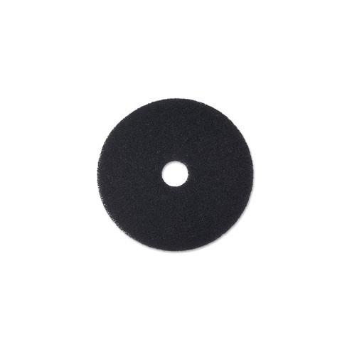 3M Black Stripper Pad 7200 - 19" Diameter - 5/Carton x 19" Diameter - Fiber - Black