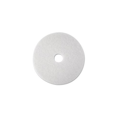 3M&trade; White Super Polish Pad 4100 - 17" Diameter - 5/Carton x 17" Diameter - Polyester Fiber - White