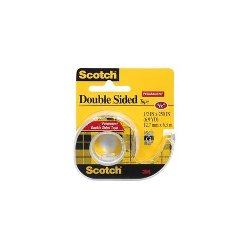 Scotch Double-Sided Tape - 20.83 ft Length x 0.50" Width - 1" Core - Acrylate - 3 mil - Permanent Adhesive Backing - Dispenser Included - Handheld Dispenser - 1 Roll - Clear