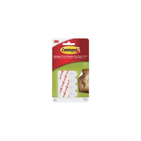 Command Small Poster Strips - 1.75" Length x 0.63" Width - 31.3 mil Thickness - Foam - 12 / Pack - White