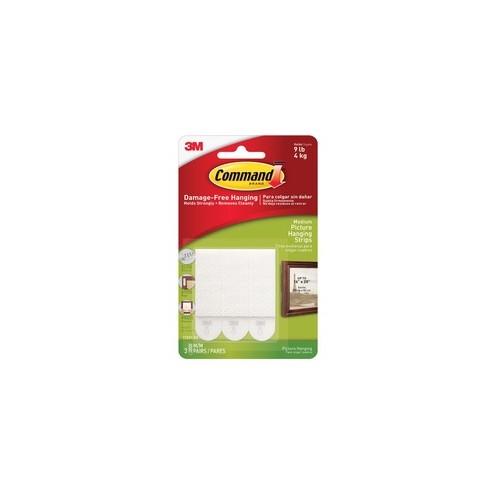 Command Medium Picture Hanging Strips - 2" Length x 0.75" Width - Foam - 3 / Pack - White