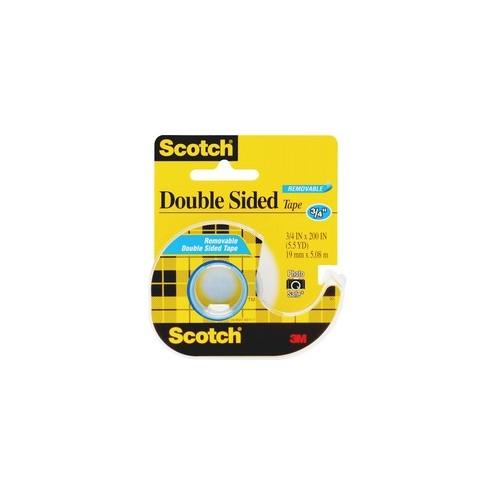 Scotch Double-Sided Photo-Safe Tape - 16.67 ft Length x 0.75" Width - 1" Core - Dispenser Included - Handheld Dispenser - 1 Roll - Clear