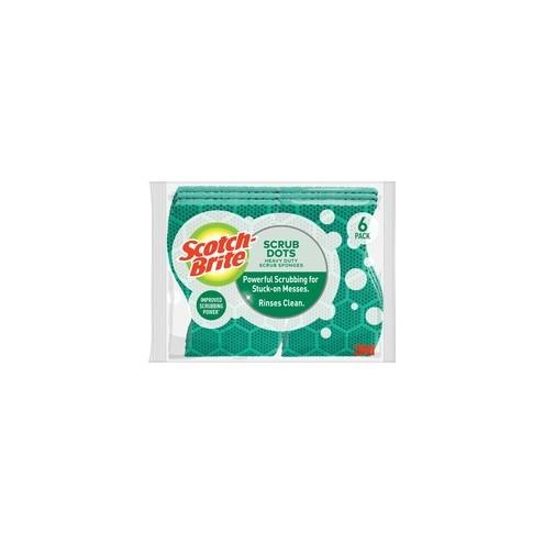 Scotch-Brite Scrub Dots Heavy-duty Scrub Sponge - 2.5" Height x 6.2" Width x 4.7" Depth - 6/Pack - Green