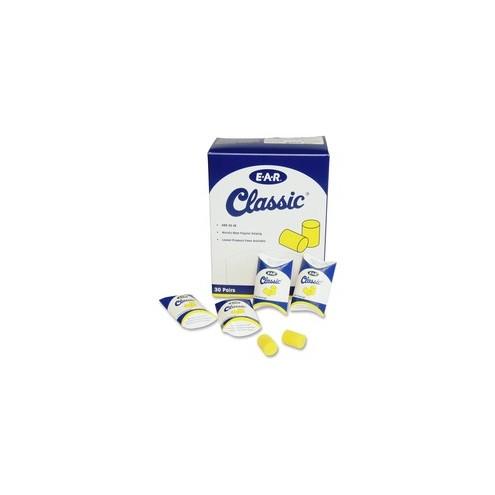 E-A-R Classic Uncorded Earplugs - Moisture Resistant, Non-flammable, Flame Resistant, Noise Reduction, Reusable - Regular Size - Noise Protection - Foam, Polyvinyl Chloride (PVC) - Yellow - 60 / Box