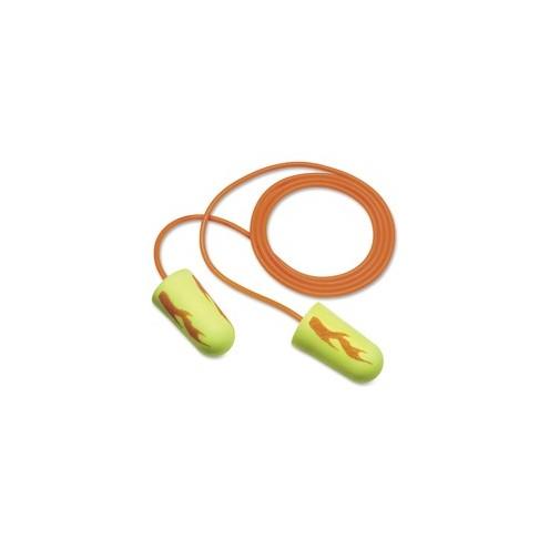 E-A-R EARsoft Yellow Neon Blasts Earplugs - Non-irritating, Comfortable, Adjustable - Noise, Noise Reduction Rating Protection - Foam Earplug, Polyurethane, Vinyl Cord - Neon Yellow - 200 / Box