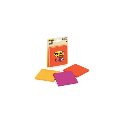 Post-it&reg; Super Sticky Note Pads - Marrakesh Collection - 135 - 3" x 3" - Square - 45 Sheets per Pad - Unruled - Assorted - Paper - Self-adhesive - 3 / Pack