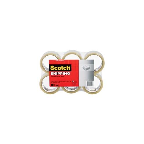 Scotch Lightweight Shipping/Packaging Tape - 109 yd Length x 1.88" Width - 2.2 mil Thickness - 3" Core - Synthetic Rubber Resin Backing - 6 / Pack - Clear