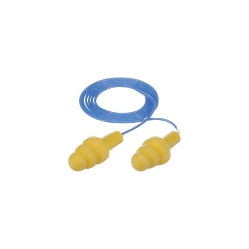 E-A-R UltraFit Corded Earplugs - Comfortable, Reusable, Washable, Dielectric, Disposable - Noise, Blast Protection - Polymer, Vinyl Cord - Yellow - 100 / Bag