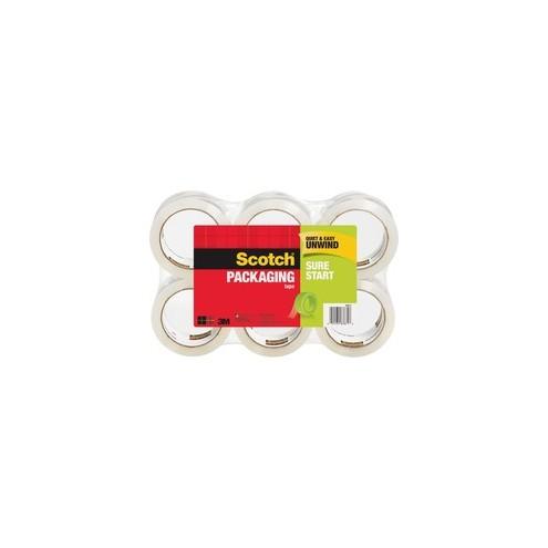Scotch Sure Start Packaging Tape - 54.60 yd Length x 1.88" Width - 2.6 mil Thickness - 3" Core - Synthetic Rubber Resin - 2.95 mil - 6 / Pack - Clear
