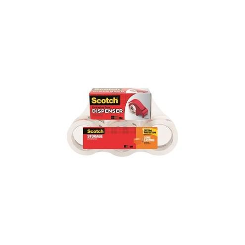 Scotch Long-Lasting Storage/Packaging Tap - 54.60 yd Length x 1.88" Width - 2.4 mil Thickness - 3" Core - Acrylic - Dispenser Included - 6 / Pack - Clear