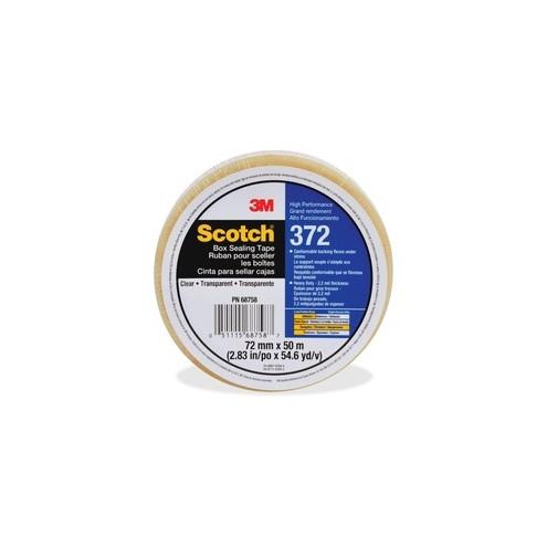 Scotch Box-Sealing Tape 372 - 54.68 yd Length x 2.83" Width - 2.2 mil Thickness - 3" Core - Rubber Resin - Polypropylene Backing - 24 / Carton - Clear