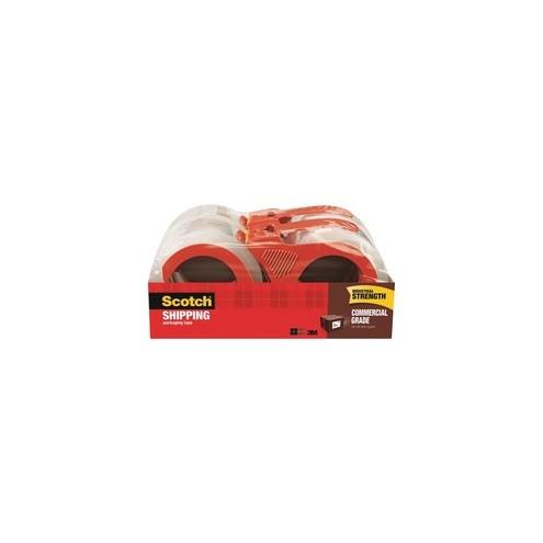 Scotch Commercial-Grade Shipping/Packaging Tape - 54.60 yd Length x 1.88" Width - 3.1 mil Thickness - 3" Core - Synthetic Rubber Resin - Rubber Resin Backing - Dispenser Included - 4 / Pack - Clear