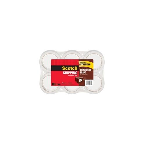 Scotch Commercial-Grade Shipping/Packaging Tape - 54.60 yd Length x 1.88" Width - 3.1 mil Thickness - 3" Core - Synthetic Rubber Resin - 2 mil - Polypropylene Backing - 6 / Pack - Clear