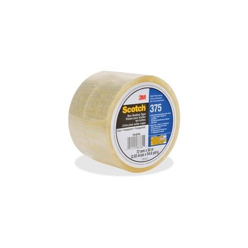 Scotch Box-Sealing Tape 375 - 54.68 yd Length x 2.83" Width - 3.1 mil Thickness - 3" Core - Rubber Resin - Polypropylene Backing - 24 / Carton - Clear