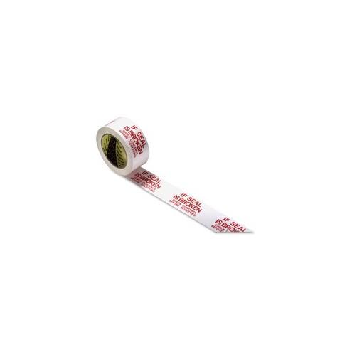 Scotch Preprinted Message Seal Broken Tape - 109 yd Length x 1.88" Width - 1.9 mil Thickness - 3" Core - White, Red