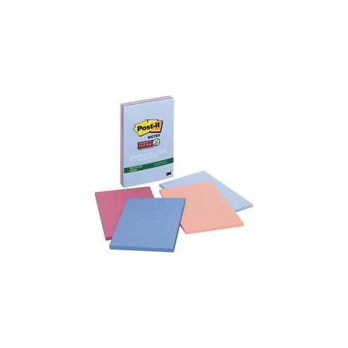 Post-it&reg; Super Sticky Recycled Notes - Bali Color Collection - 180 - 4" x 6" - Rectangle - 45 Sheets per Pad - Ruled - Assorted - Paper - Self-adhesive - 4 / Pack