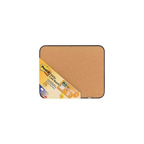Post-it&reg; Sticky Cork Board, 18" x 22", Gray and Black, Includes Command&trade; Fasteners - 22" Height x 18" Width - Cork Surface - Sticky, Small - 1 Each