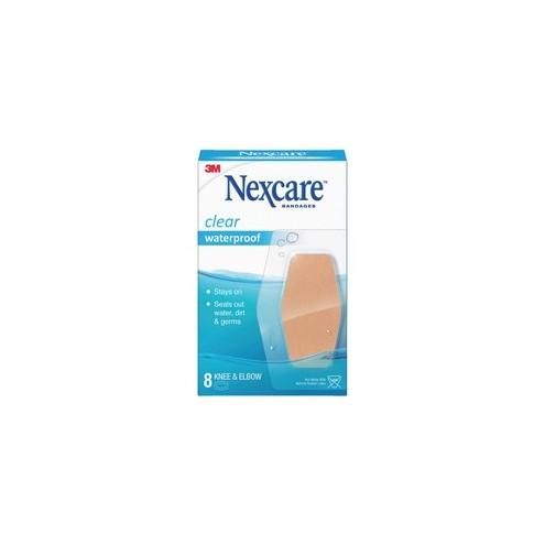 Nexcare Waterproof Bandages - Knee and Elbow - 8/Pack - 2.38" x 3.50" - 64/Box - Clear