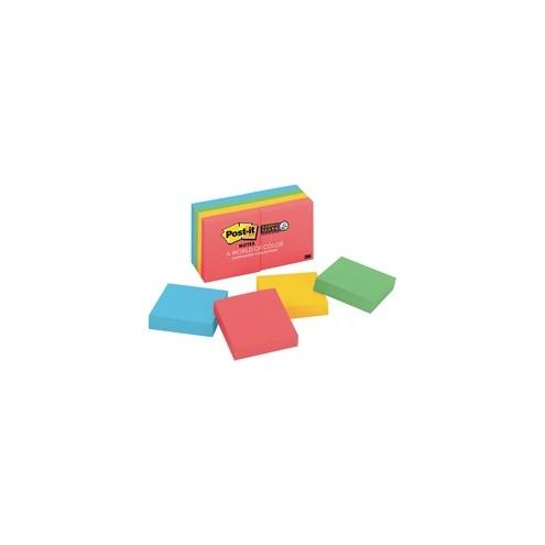 Post-it&reg; Super Sticky Notes - Marrakesh Color Collection - 720 - 2" x 2" - Square - 90 Sheets per Pad - Unruled - Assorted - Paper - Self-adhesive - 8 / Pack