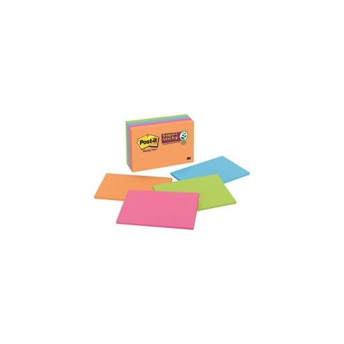 Post-it&reg; Super Stick Notes - Rio de Janeiro Color Collection - 360 - 6" x 4" - Rectangle - 45 Sheets per Pad - Unruled - Assorted - Paper - Self-adhesive - 8 / Pack