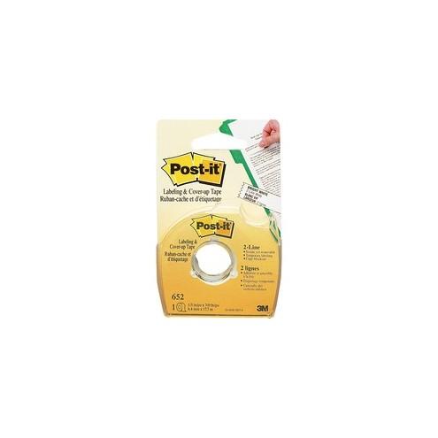 Post-it&reg; Labeling/Cover-up Tape - 0.33" Width x 58.33 ft Length - 2 Line(s) - White Tape - Removable - White