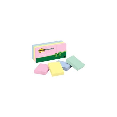 Post-it&reg; Greener Notes - Helsinki Color Collection - 1200 - 1.50" x 2" - Rectangle - 100 Sheets per Pad - Unruled - Assorted - Paper - Self-adhesive, Repositionable - 12 / Pack