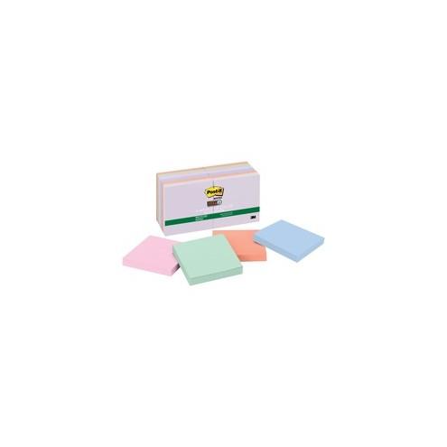 Post-it&reg; Super Sticky Recycled Notes - Bali Color Collection - 1080 - 3" x 3" - Square - 90 Sheets per Pad - Unruled - Assorted - Paper - Self-adhesive - 12 / Pack